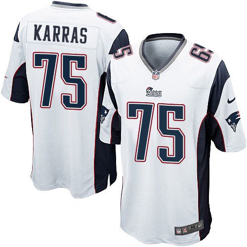 Men New England Patriots #75 Ted Karras Nike White Game NFL Jersey
